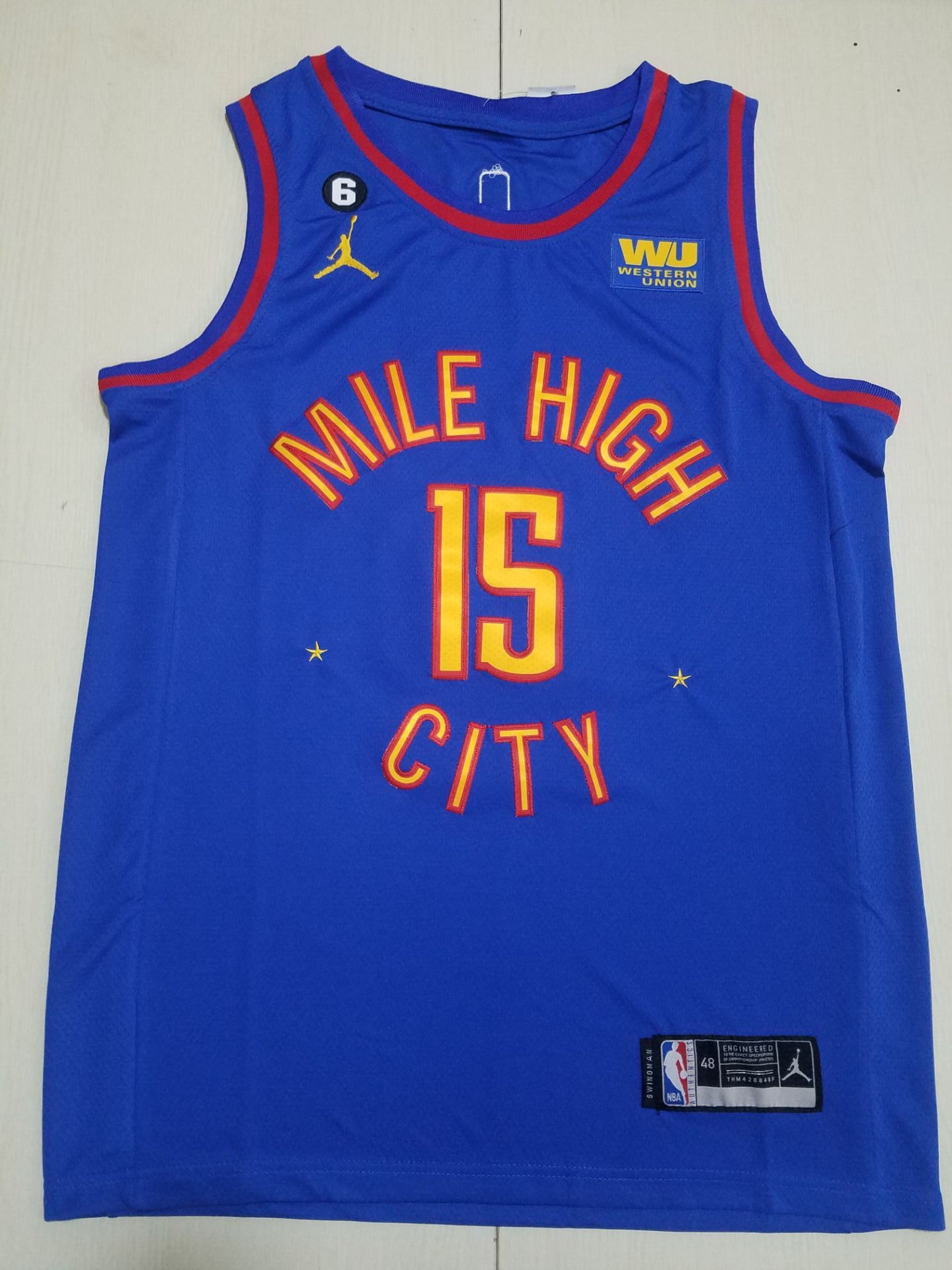 Men Denver Nuggets 15 Jokic Blue 2022 NBA Jersey